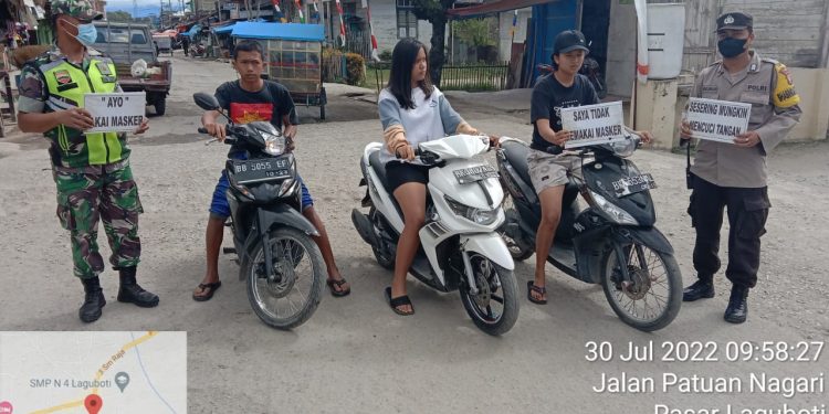 Personil Polri dan TNI di Laguboti, Laksanakan Kegiatan OPS Yustisi dan PPKM Berbasis Mikro